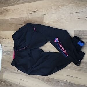Columbia Womens Black Nylon Joggers with Pink Accents